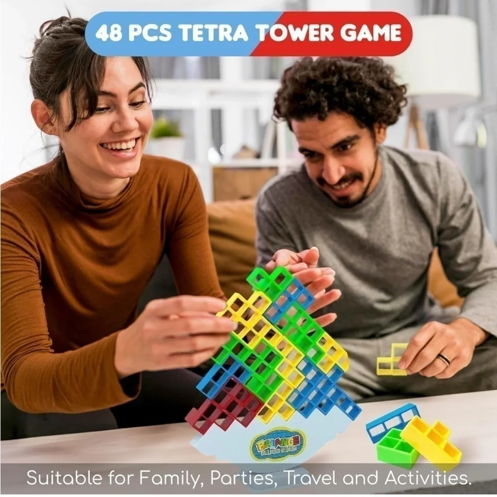 Brand New 48-Piece Kids Tetra Tower Game Balance Stacking Building Blocks Toy
